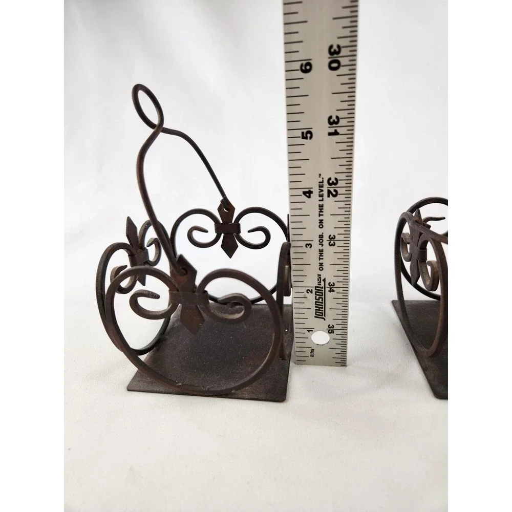 Set Home Interiors Wrought Iron Candle Pillar Holders Votive Bronze Fleur Basket